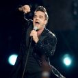 Robbie Williams sur scène dans le cadre de sa tournée Take the Crown Tour à Amsterdam, le 13 juilet 2013.