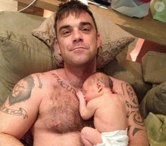 Robbie Williams et sa fille Theodora, le 21 septembre 2012.