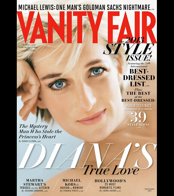 Lady Di en couverture de Vanity Fair de septembre 2013, numéro consacré à son histoire d'amour avec Hasnat Khan, romance au coeur du biopic sur la défunte princesse de Galles.