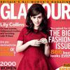 Lily Collins, la fille de Phil, en couverture du magazine Glamour UK, daté du mois de septembre 2013.