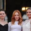 Lydia Wilson, Rachel McAdams, Margot Robbie à la première du film Il était temps (About Time) à Londres, le 8 août 2013.