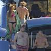 Le milliardaire Vladimir Doronin sur son yacht à Ibiza, en compagnie de quelques amis dont Leonardo DiCaprio. Le 9 août 2013.