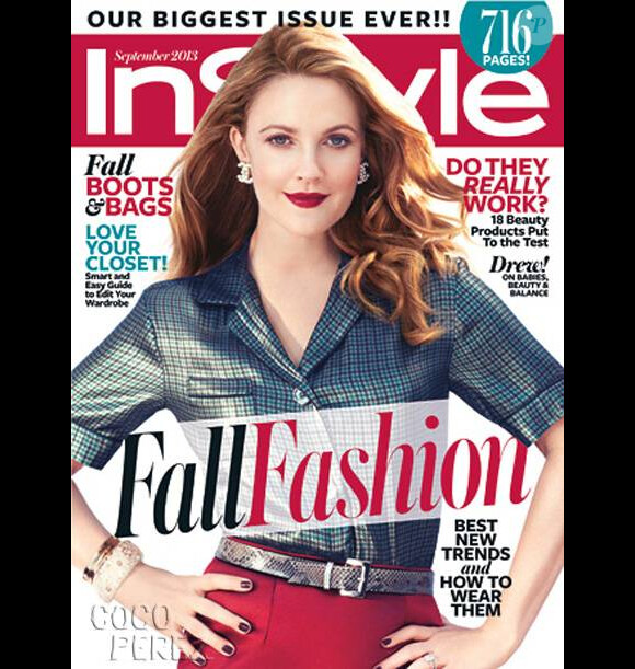 Drew Barrymore en couverture de InStyle magazine de septembre 2013