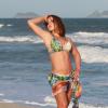 L'actrice Gabriela Spanic, surprise en plein shooting sur une plage près de l'hôtel où elle réside. Rio de Janeiro, le 20 août 2013.