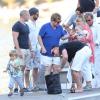 Exclusif - Elton John, son mari David Furnish, et leurs deux fils Elijah et Zachary, sur leur yacht, pour rentrer à Nice apres une journée à Saint-Tropez, le 22 août 2013.