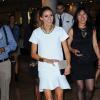 Olivia Palermo arrive au centre commercial Chatswood Chase à Sydney, tout de blanc vêtue avec des chaussures L.K. Bennett, issues d'une collection capsule élaborée par Caroline Issa. Le 30 août 2013.