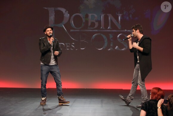 M. Pokora et Dume chantent la comedie musicale robin des bois - Haidressing awards 2013 au carrousel du Louvre a Paris le 24 mars 2013.24/03/2013 - Paris