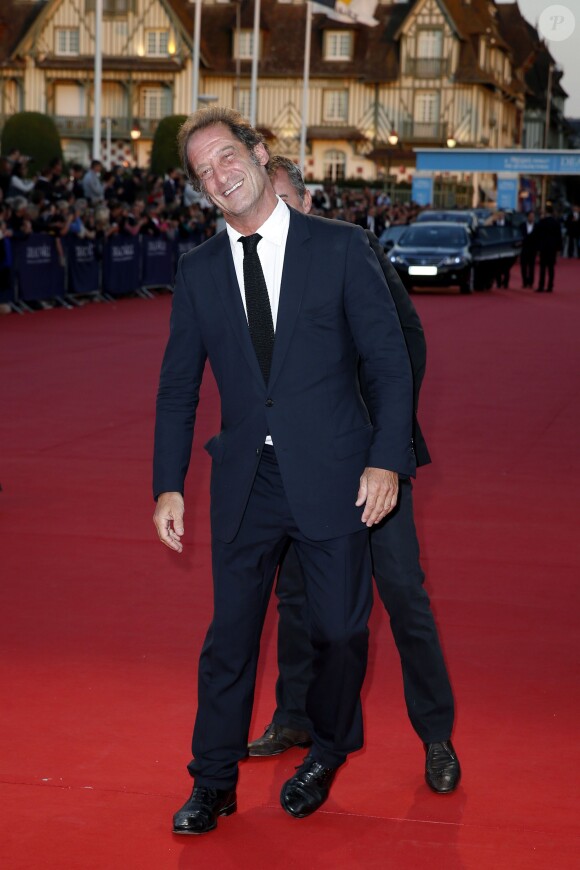 Vincent Lindon et Christophe Dechavanne lors de la première du film "Blue Jasmine" et Hommage à Cate Blanchett au 39e Festival du cinéma américain de Deauville, le 31 août 2013.
