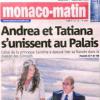 Le quotidien Monaco Matin dévoile une photo du mariage d'Andrea Casiraghi avec Tatiana Santo Domingo, noce qui s'est déroulée le 31 août 2013 à Monaco