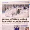 Le quotidien Monaco Matin dévoile une photo et un article sur le mariage d'Andrea Casiraghi avec Tatiana Santo Domingo, noce qui s'est déroulée le 31 août 2013 à Monaco