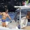 Pier Silvio Berlusconi, le fils de Silvio Berlusconi et sa compagne Silvia Toffanin en vacances sur la Côte d'Azur, le 31 août 2013.