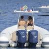 Pier Silvio Berlusconi, le fils de Silvio Berlusconi et sa compagne Silvia Toffanin en vacances sur la Côte d'Azur, le 31 août 2013.