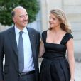 Pierre Moscovici et sa compagne Marie-Charline Pacquot lors d'un dîner d'Etat à l'Elysée le 3 septembre 2013.