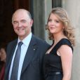 Pierre Moscovici et sa jeune compagne Marie-Charline Pacquot lors d'un dîner d'Etat à l'Elysée le 3 septembre 2013.