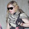 Madonna et ses enfants à l'aéroport de New York, le 3 septembre 2013. La star et sa tribu arrivent de Londres où elles ont passé quelques jours avec Brahim Zaibat. 