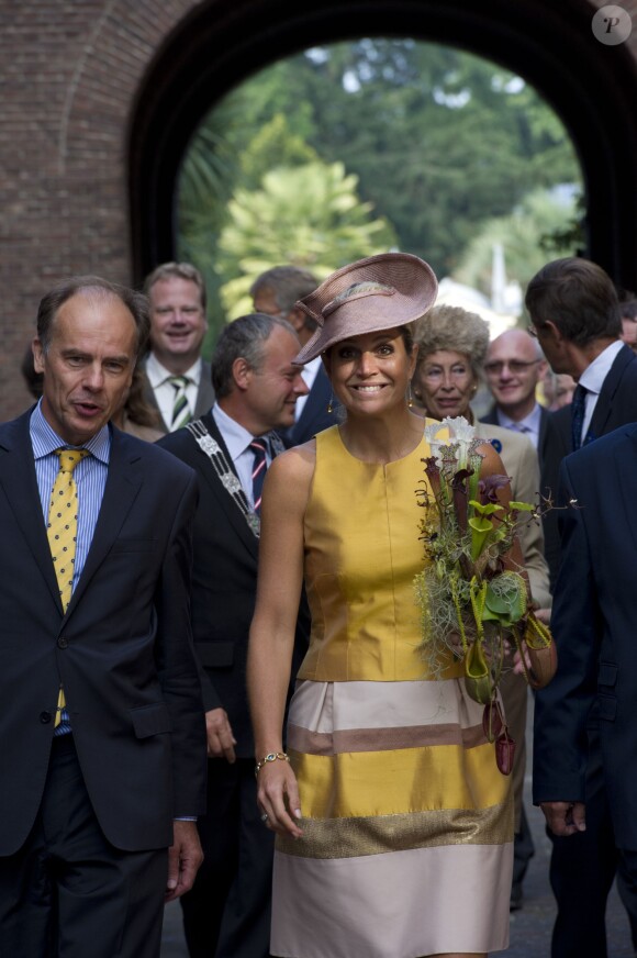 La reine Maxima inaugurait après rénovation les serres tropicales de Hortus Botanicus Leiden, le jardin botanique de Leyde, le 4 septembre 2013