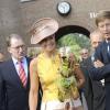 La reine Maxima des Pays-Bas à Leyde le 4 septembre 2013 pour inaugurer après rénovation les serres tropicales de Hortus Botanicus Leiden, l'un des plus vieux jardins botaniques