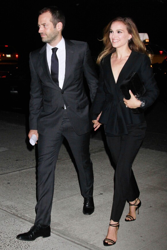Benjamin Millepied et Natalie Portman arrivent au consulat de France à New York. Le 9 septembre 2013.
