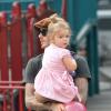 David Beckham et sa petite fille Harper dans un parc de New York, le 10 septembre 2013