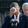 Barack Obama ému lors d'un hommage aux victimes des attentats du World Trade Center au Pentagone le 11 septembre 2013.