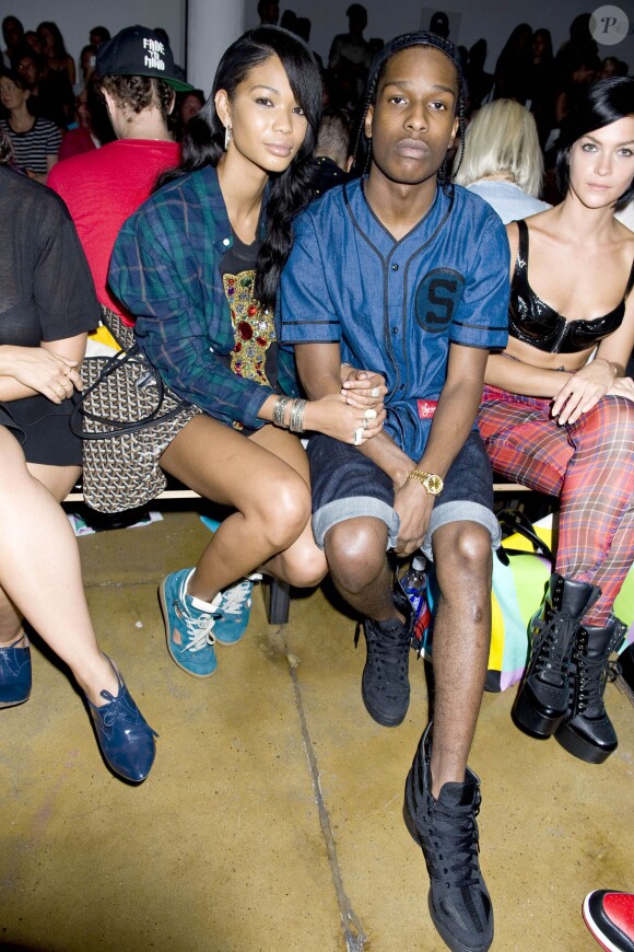 Chanel Iman et A$AP Rocky assistent au défilé Jeremy Scott printemps-été 2014 aux studios Milk. New York, le 11 septembre 2013.