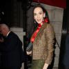 La créatrice L'Wren Scott arrive au restaurant Balthazar à Londres, pour assister au dîner organisé par le magazine Vogue, célébrant la Fashion Week. Le 15 septembre 2013.