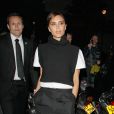 Victoria Beckham arrive au restaurant Balthazar à Londres, pour assister au dîner organisé par le magazine Vogue, célébrant la Fashion Week. Le 15 septembre 2013.