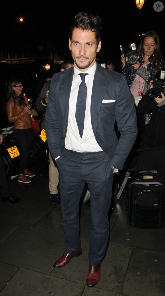 David Gandy arrive au restaurant Balthazar à Londres, pour assister au dîner organisé par le magazine Vogue, célébrant la Fashion Week. Le 15 septembre 2013.