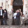 Le chanteur U2 de Bono au mariage de son acolyte Adam Clayton (bassiste du groupe) et de Mariana Teixeira au Château de la Napoule près de Cannes, le 14 septembre 2013.
