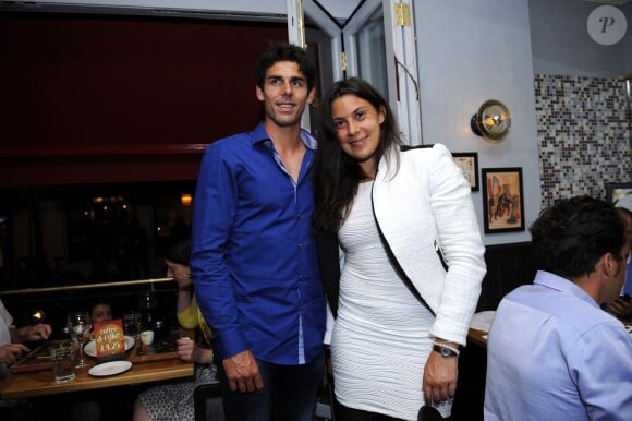 Marion Bartoli et Thomas Drouet après la victoire de Marion Bartoli à Wimbledon au restaurant la Maison Rouge, le 6 juillet 2013