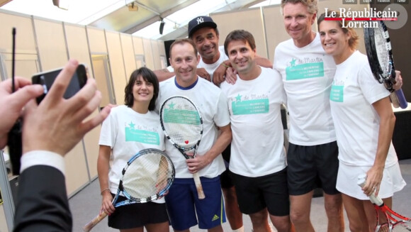 Estelle Denis, Jean-Pierre Papin, Fabrice Santoro, Denis Brogniart et Yannick Noah à Metz le 17 septembre 2013.