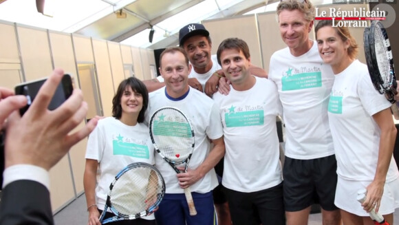 Estelle Denis, Jean-Pierre Papin, Fabrice Santoro, Denis Brogniart et Yannick Noah à Metz le 17 septembre 2013.