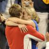Kim Clijsters à l'US Open le 11 septembre 2010 avec son mari Brian Lynch après sa victoire finale sur Zvonareva.
