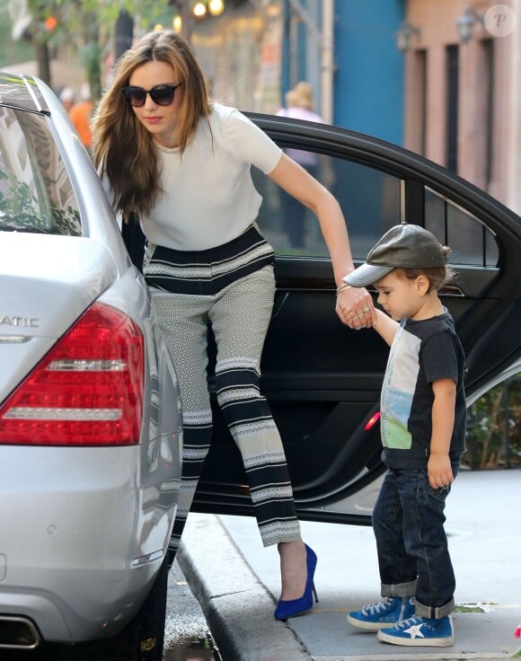 Miranda Kerr et son fils Flynn à New York, le 20 Septembre 2013.