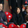 Pierre Sarkozy, Jean Sarkozy et sa femme Jessica lors de PSG - Monaco au Parc des Princes le 22 septembre 2013.