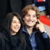 Jean Sarkozy et sa femme Jessica lors de PSG - Monaco au Parc des Princes le 22 septembre 2013.