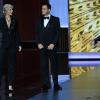 Jimmy Kimmel, Neil Patrick Harris et Janet Lynch lors des 65e Primetime Emmy Awards à Los Angeles, le 22 septembre 2013.