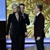 Jimmy Kimmel, Neil Patrick Harris et Janet Lynch lors des 65e Primetime Emmy Awards à Los Angeles, le 22 septembre 2013.