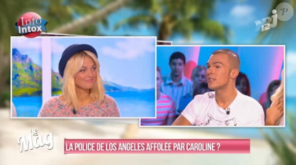 La belle Caroline Receveur explique sur le plateau du Mag d'NRJ12, mardi 24 septembre, que le tournage d'une scène d'"Hollywood Girls 3" a été interrompu par la police.