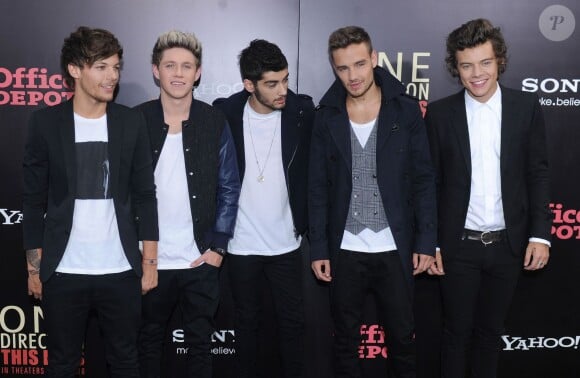 Le groupe One Direction à New York, pour la sortie de This is us , en août 2013.