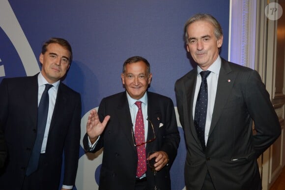 Alexandre de Juniac, Bernard Attali et Frédéric Gagey à la soirée des 80 ans d'Air France, à Paris, le 7 octobre 2013.