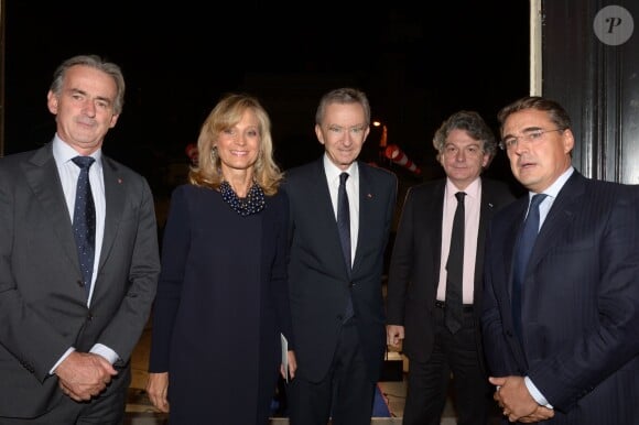Alexandre de Juniac, Frédéric Gagey, Bernard Arnault et Thierry Breton à la soirée des 80 ans d'Air France, à Paris, le 7 octobre 2013.