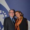 Emmanuel Hoog (PDG d'AFP) et sa femme à la soirée des 80 ans d'Air France, à Paris, le 7 octobre 2013.