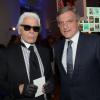 Karl Lagerfeld et Sydney Toledano à la soirée des 80 ans d'Air France, à Paris, le 7 octobre 2013.