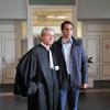Exclusif - Thomas Menant (L'Amour est dans le pré 8) et son avocat, au tribunal d'Amiens, dans la Somme, le vendredi 6 septembre 2013.