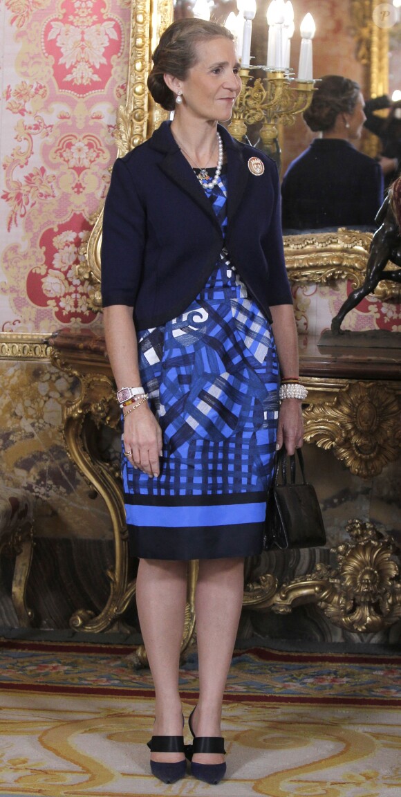 L'infante Elena d'Espagne lors de la réception au palais royal pour la fête nationale de l'Espagne à Madrid, le 12 octobre 2013.