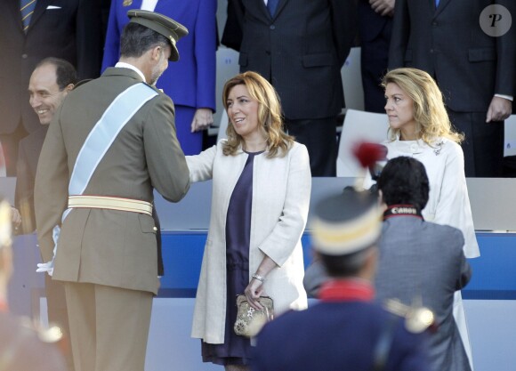 Le prince Felipe d'Espagne lors de la parade militaire pour la fête nationale d'Espagne à Madrid, le 12 octobre 2013.