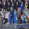 Le prince Felipe et la princesse Letizia lors de la parade militaire pour la fête nationale d'Espagne à Madrid, le 12 octobre 2013.