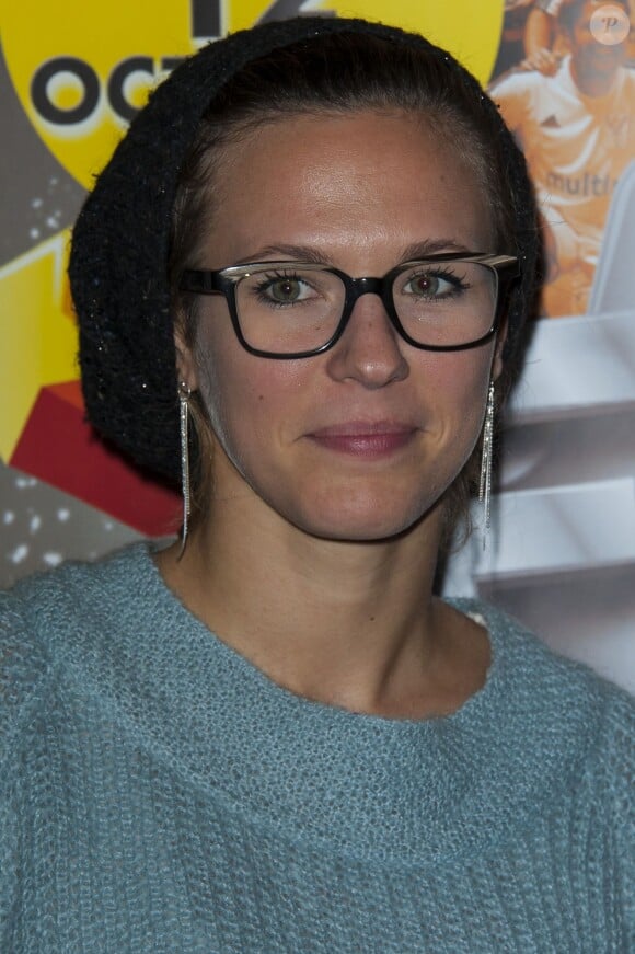 Lorie à la conférence de presse de la 7e édition du Foot Concert, au profit de l'association Huntington Avenir au Palais des sports de Lyon, le 12 octobre 2013.
