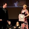 Quentin Tarantino et Uma Thurman - Remise du Prix Lumière à Quentin Tarantino lors du Festival Lumière à Lyon le 18 octobre 2013.
